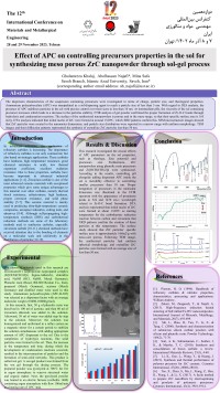 Effect of APC on controlling precursors properties in the sol for synthesizing meso porous ZrC nanopowder through sol-gel process