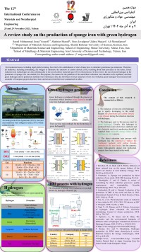 A review study on the production of sponge iron with green hydrogen