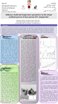Influence of pH and temperature parameters on the sol-gel synthesis process of meso porous ZrC nanopowder
