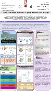 A review study on the production of sponge iron with green hyrogen