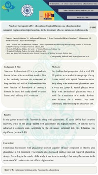 Study of therapeutic effect of combined topical fluconazole plus glucantime compared to glucantime injection alone in the treatment of acute cutaneous leishmaniasis