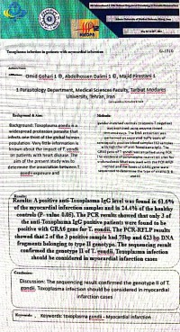 Toxoplasma infection in patients with myocardial infarction