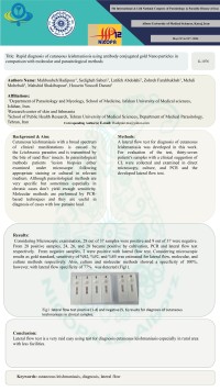 : Rapid diagnosis of cutaneous leishmaniosis using antibody conjugated gold Nano particles in comparison with molecular and parasitological methods