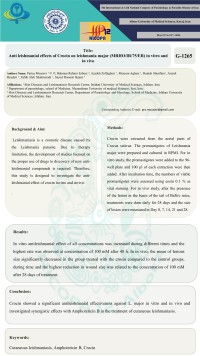 Anti leishmanial effects of Crocin on leishmania major (MRHO/IR/75/ER) in vitro and in vivo