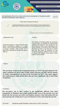 Investigating the effects of cat contact and red meat consumption on Toxoplasma gondii infection in Mashhad pet clinic employees