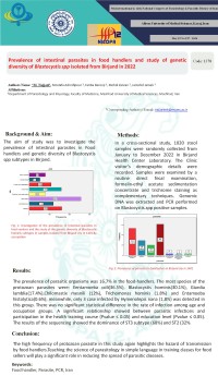 Prevalence of intestinal parasites in food handlers and study of genetic diversity of Blastocystis spp isolated from Birjand in 2022