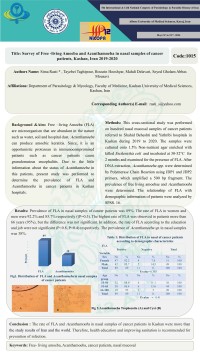 Survey of Free -living Amoeba and Acanthamoeba in nasal samples of cancer patients, Kashan, Iran 2019-2020