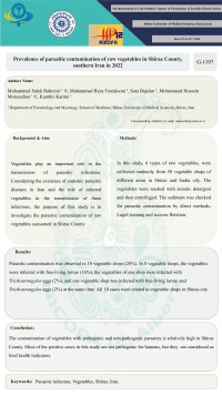 Prevalence of parasitic contamination of raw vegetables in Shiraz County, southern Iran in 2022