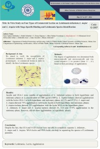 Title: In Vitro Study on Four Types of Commercial Lectins on Leishmania infantum, L. major and L. tropica with Stage-Specific Binding and Leishmania Species Identification