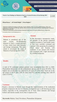 Passive Case Findings on Malaria in Yazd as a Central Province of Iran During 2011-2020