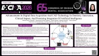 Advancements In Digital Data Acquisition And CAD Technology In Dentistry: Innovation,  Clinical Impact, And Promising Integration Of Artificial Intelligence
