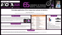 Emerging application of low-temperature plasma in dentistry